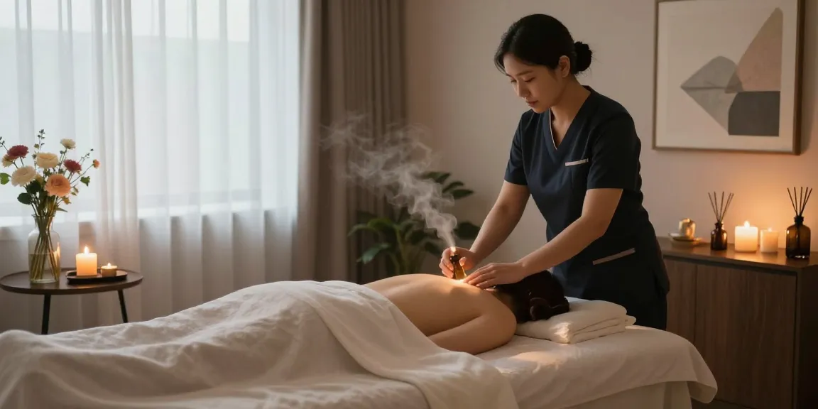 Tranquil setting for 신촌출장마사지 therapy with soothing atmosphere and relaxing details